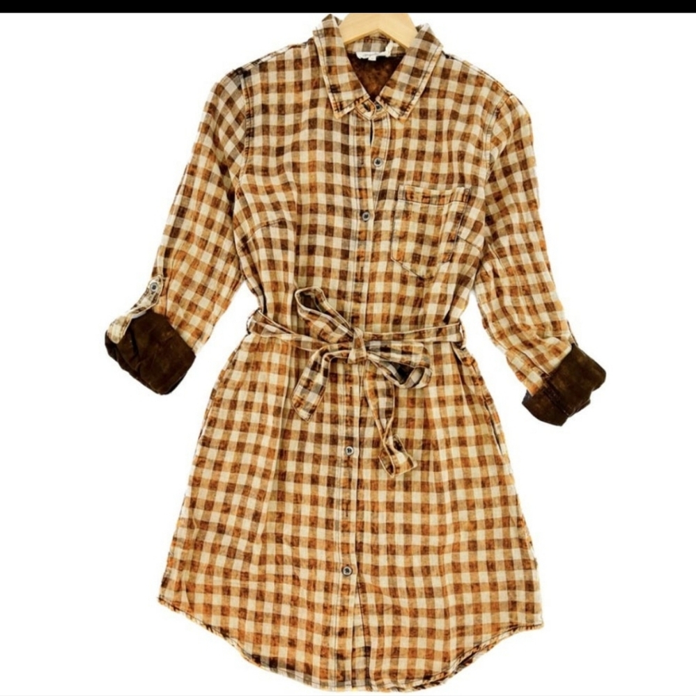 Plaid button-down dress